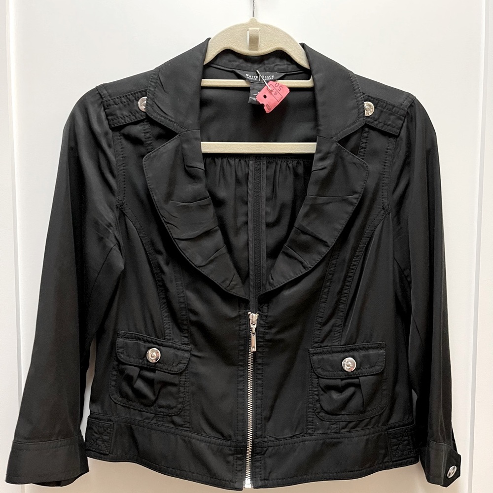 White House Black Market jacket, black with silver accents.